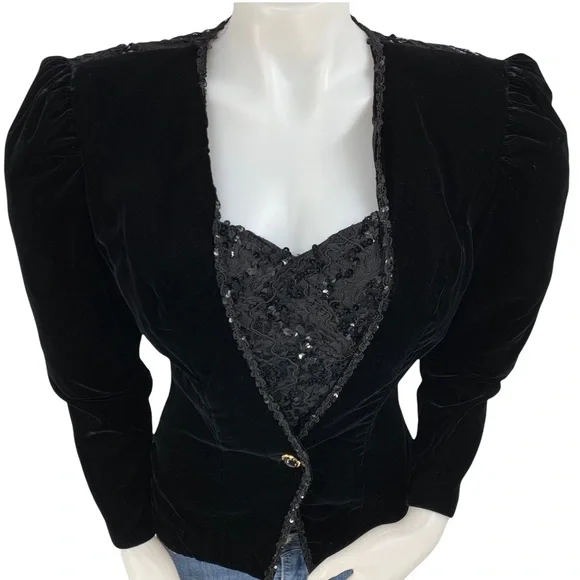 Vintage- Exquisite Rich Black Jacket- Made in the USA Union Made - Picture 5 of 14